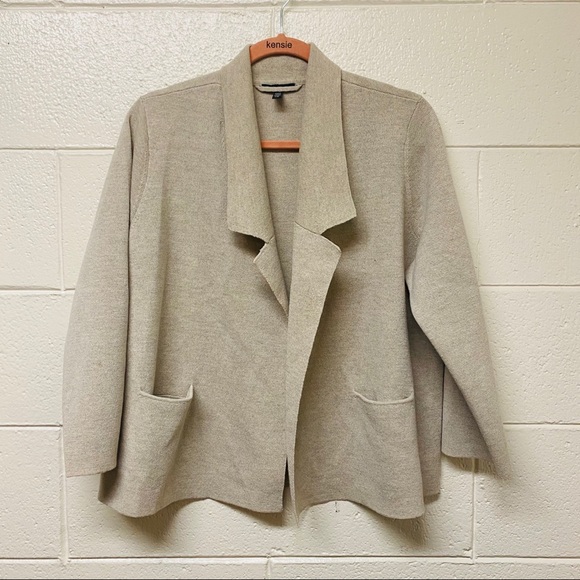 Eileen Fisher Wool Front Double Pocket Cardigan L - Picture 10 of 10